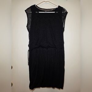 Soho Black Lace Fringe Mini Dress